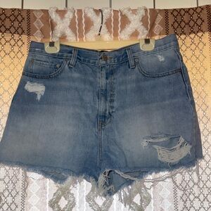 Urban Outfitters High Waist Distressed Blue Shorts